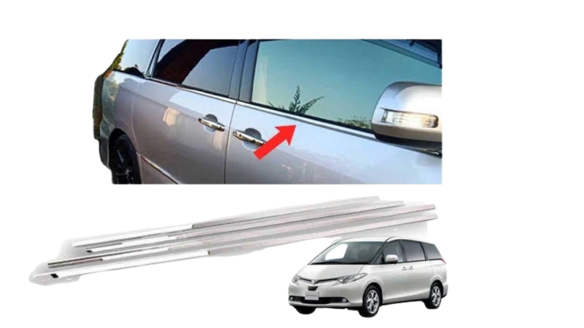 Toyota Estima 2006-2019 ACR50 Door Glass Outer Moulding Front Right / Depan Kanan - Aftermarket